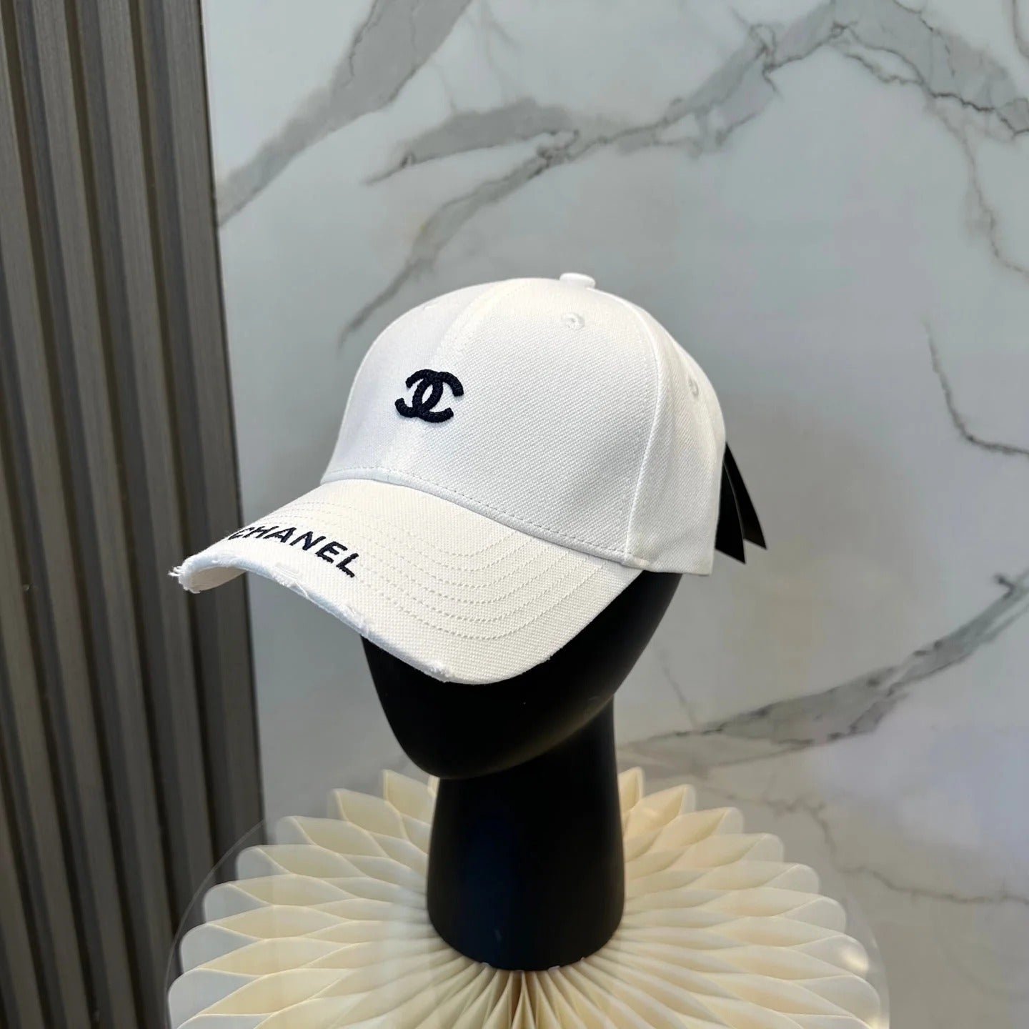 Chanel Embroidered Logo Baseball Cap Cotton 237396 - Image 5