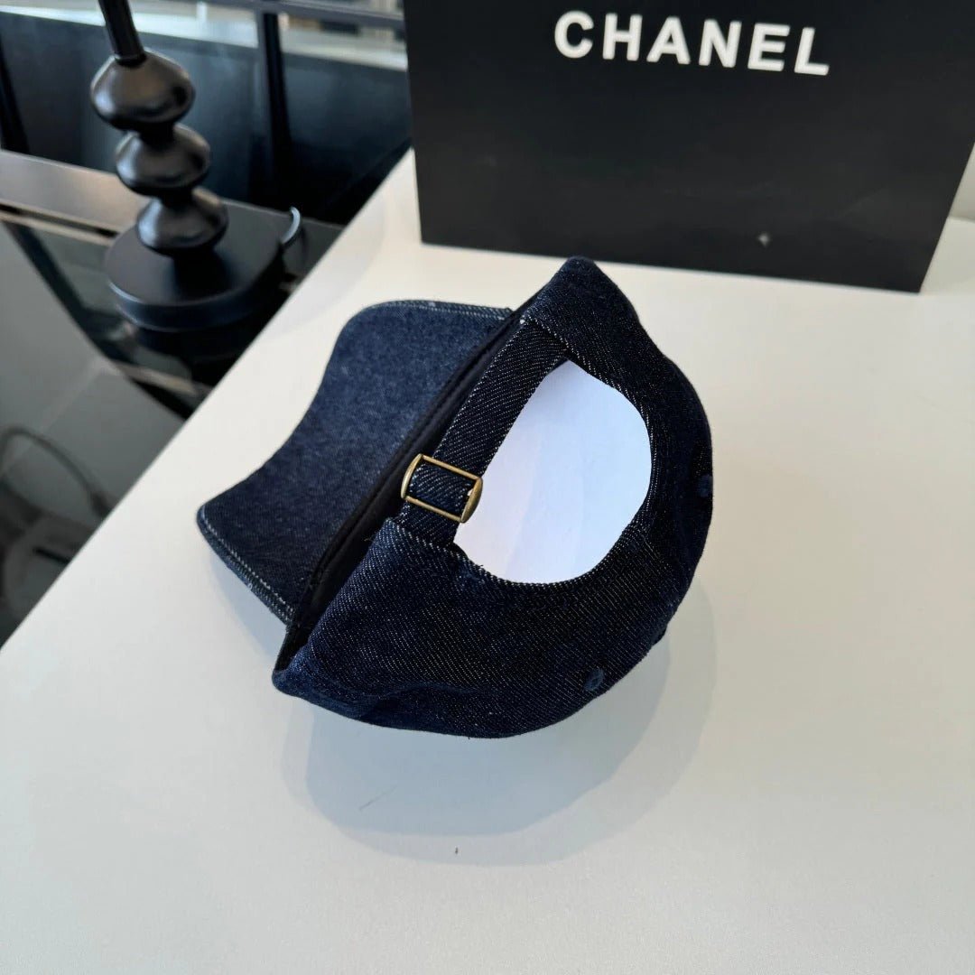 Chanel Baseball Cap With Decorative Embellishments Blue Denim Cotton 237288 - Image 4