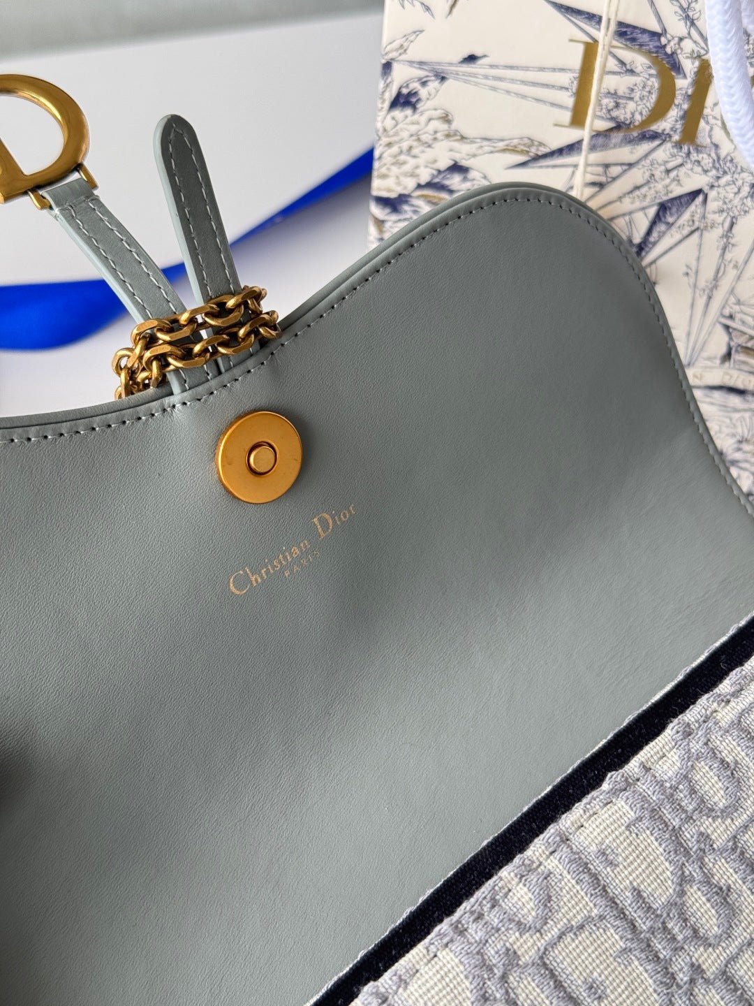 Alternative view of Dior Saddle Series Light Grey Jacquard & Cowhide Bag