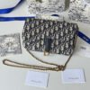 Dior Saddle Series Blue Jacquard Canvas Chain Pouch