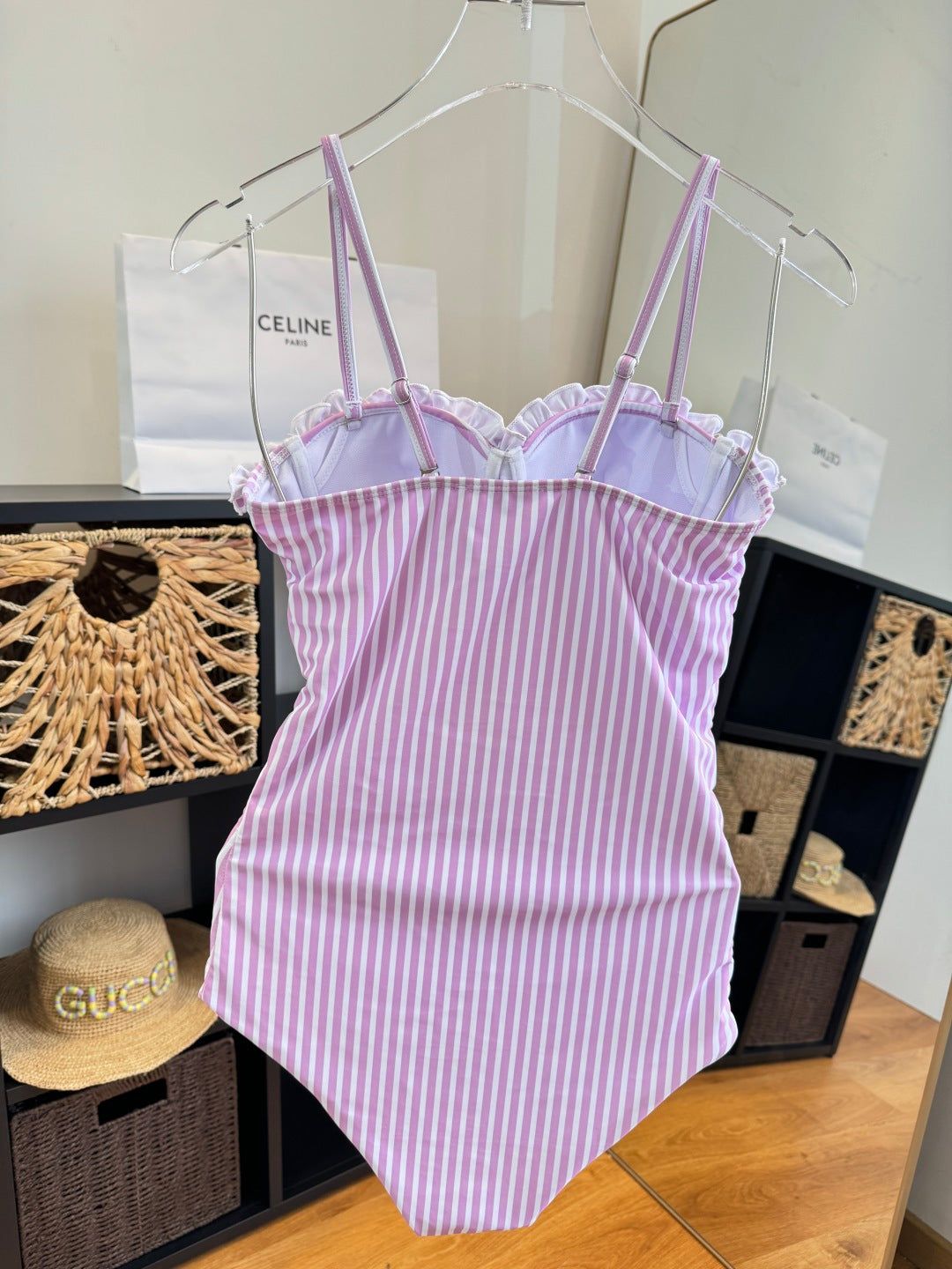 Celine Bikini Pink White Cotton 185843 - Image 9