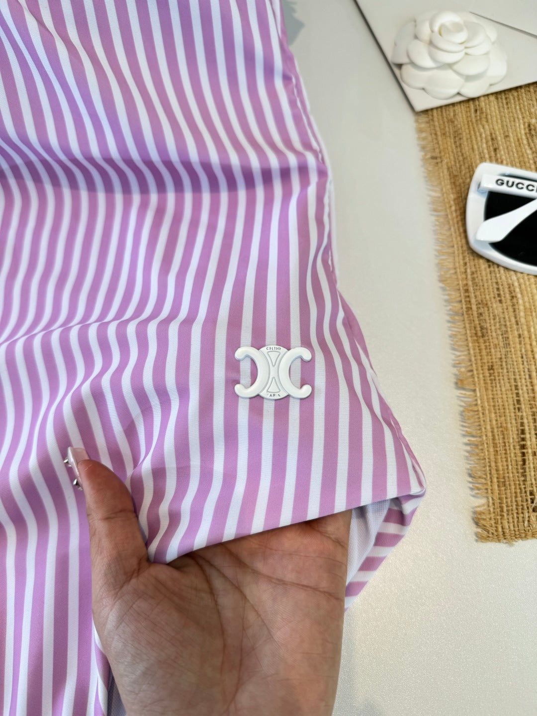 Celine Bikini Pink White Cotton 185843 - Image 7