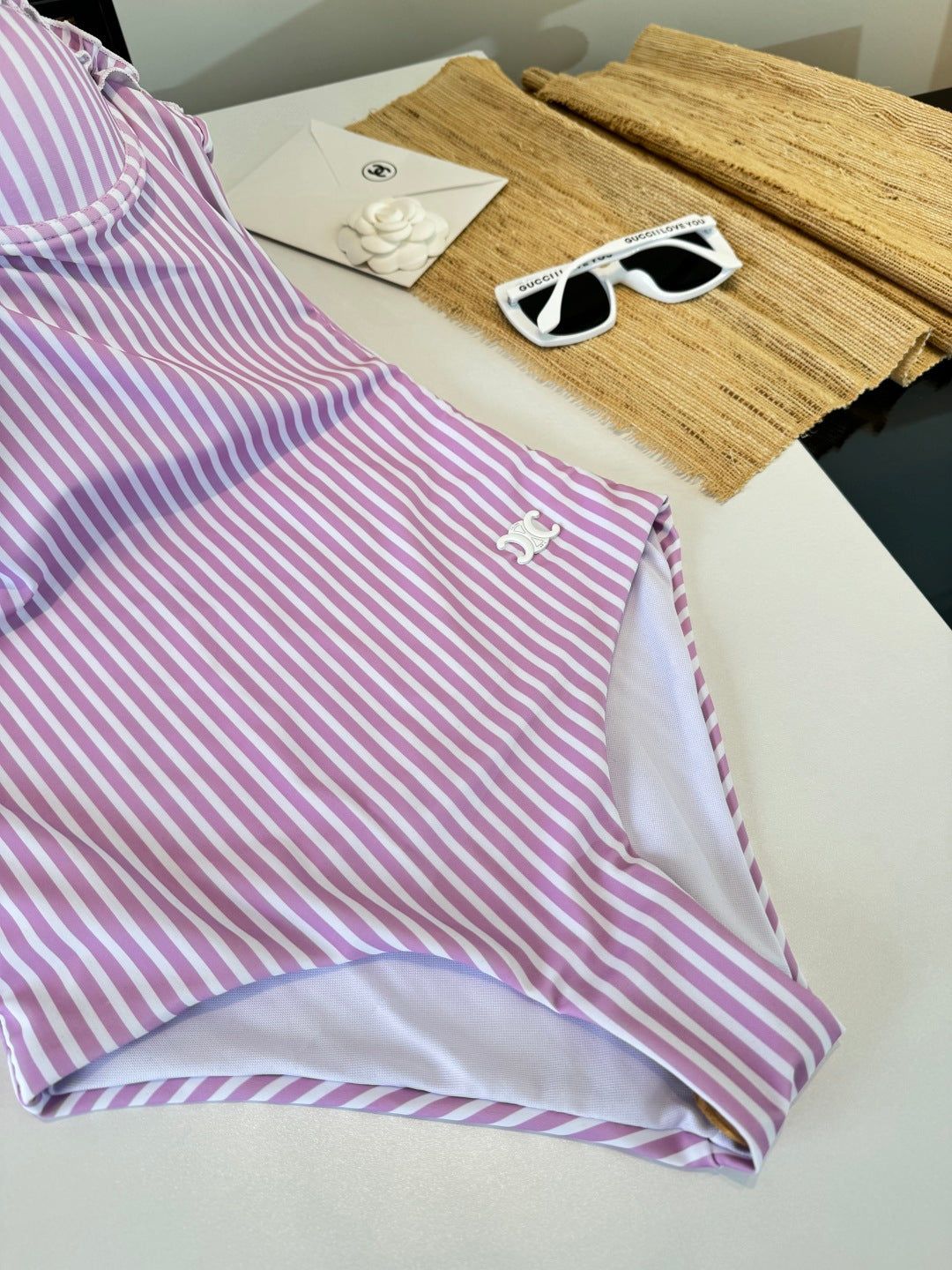 Celine Bikini Pink White Cotton 185843 - Image 8