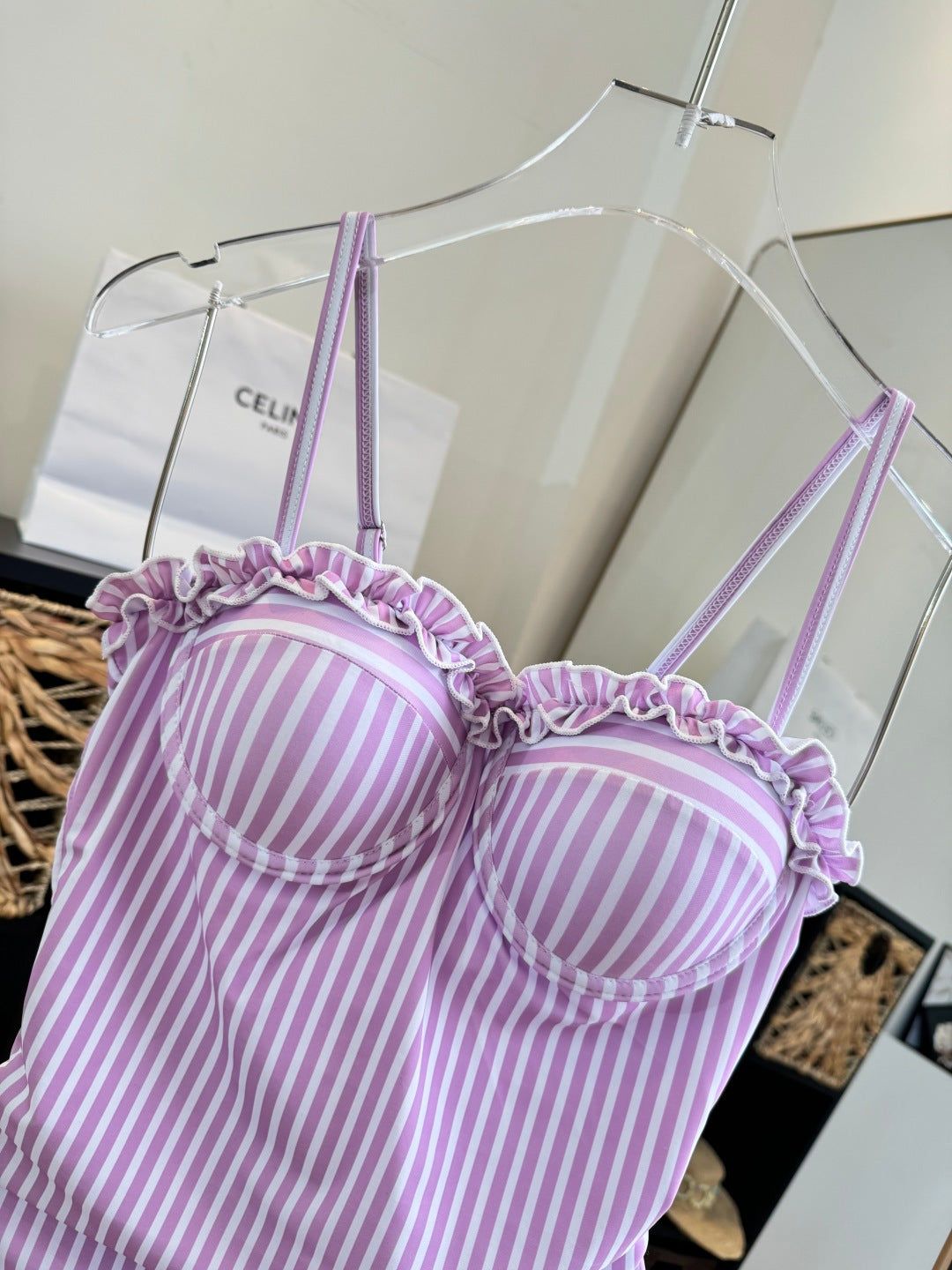Celine Bikini Pink White Cotton 185843 - Image 9