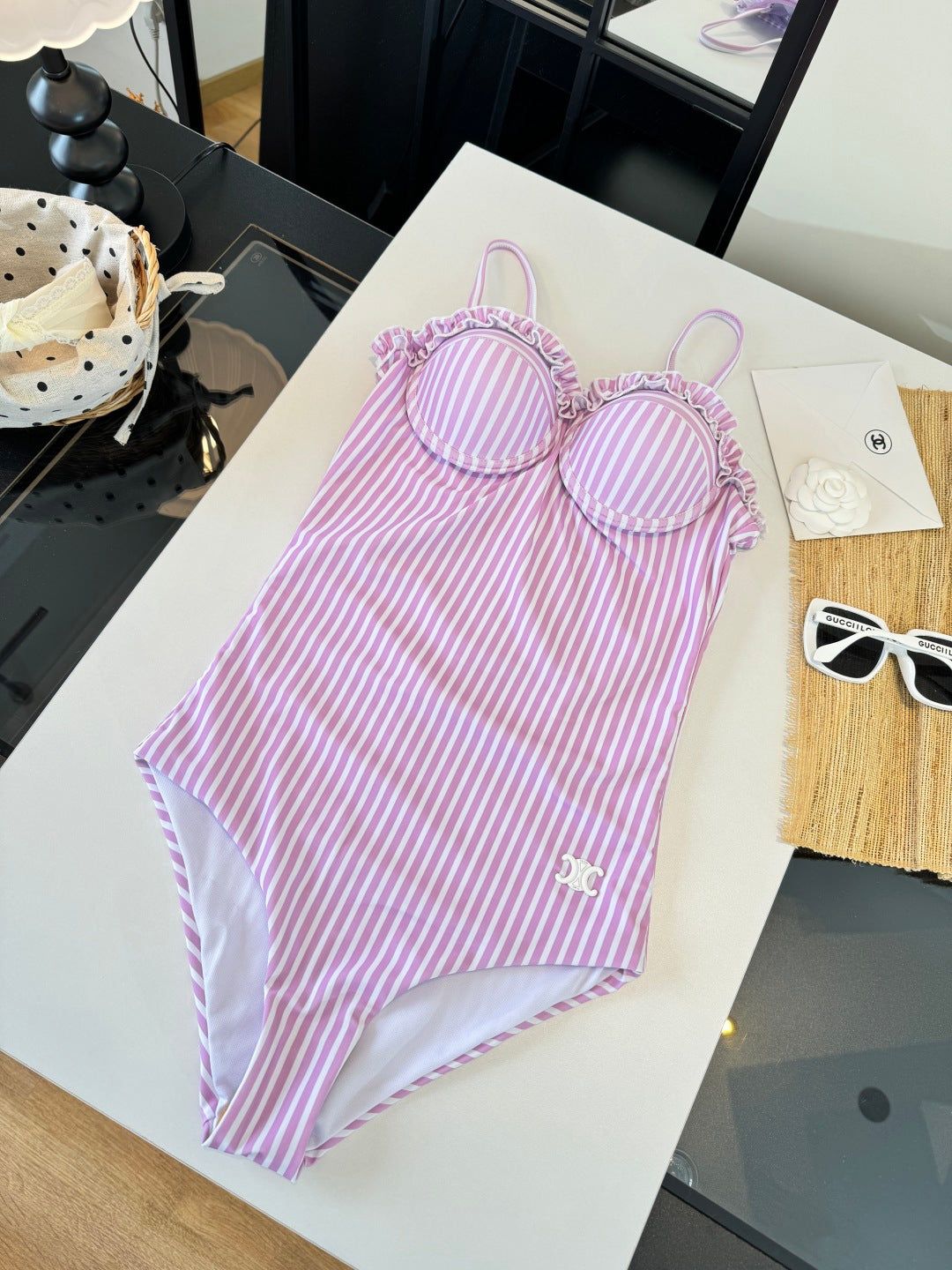 Celine Bikini Pink White Cotton 185843 - Image 3