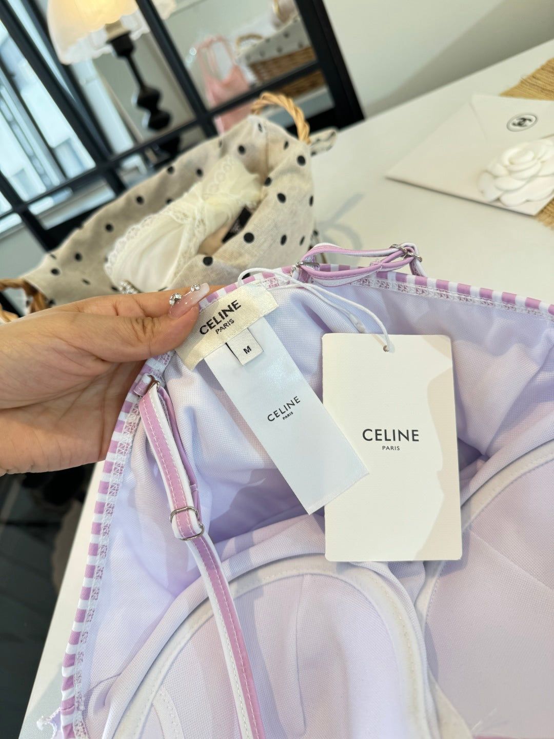 Celine Bikini Pink White Cotton 185843 - Image 5