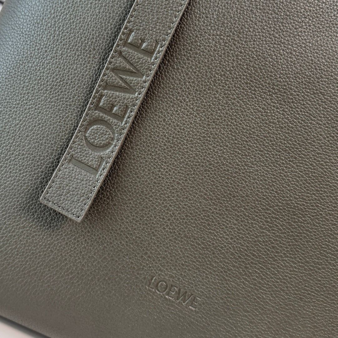 Loewe Loop Zipped Tote Bag Dark Khaki Grained Calfskin - Image 3