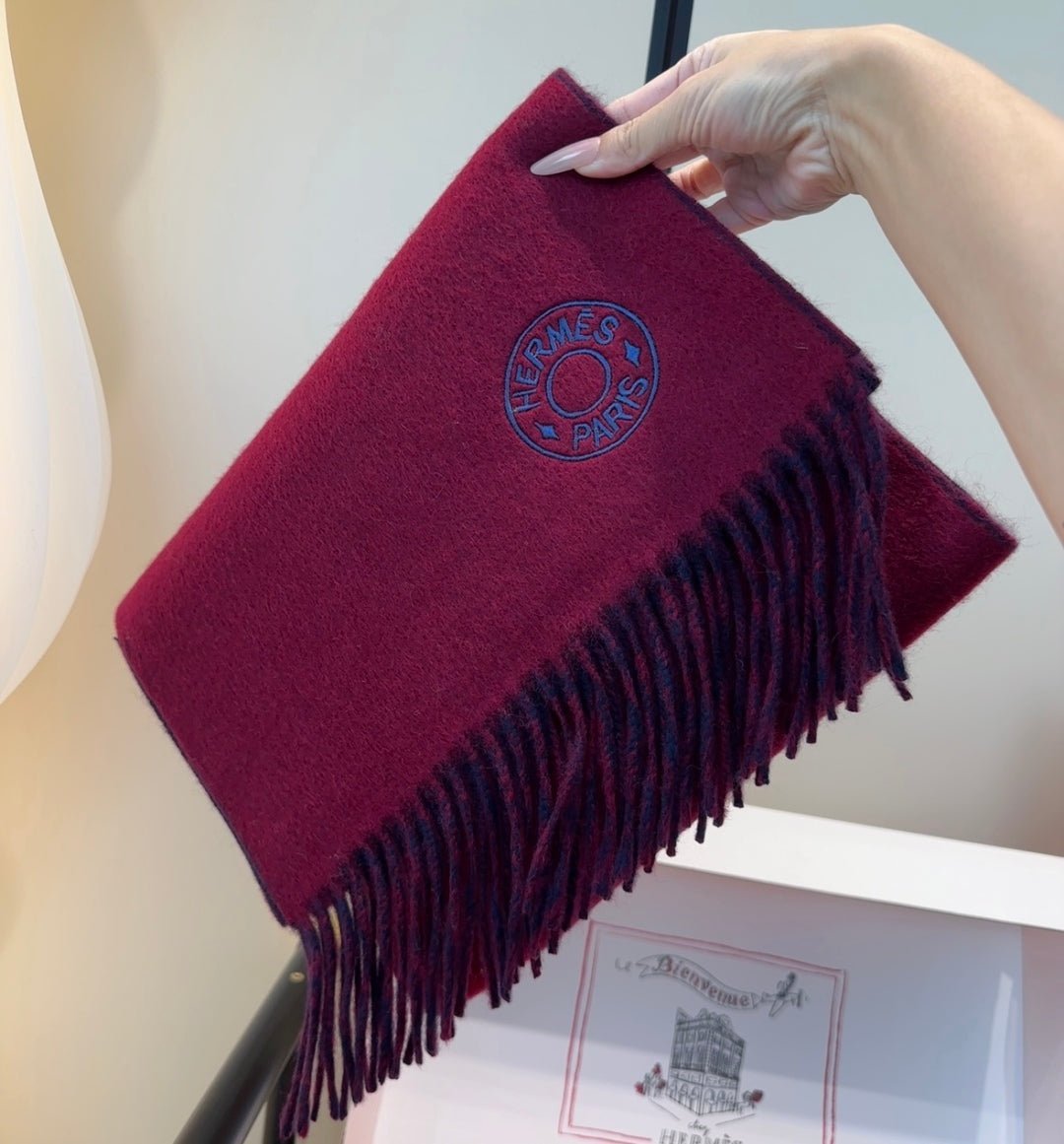 Hermès Two-Tone Cashmere Scarf - Image 9
