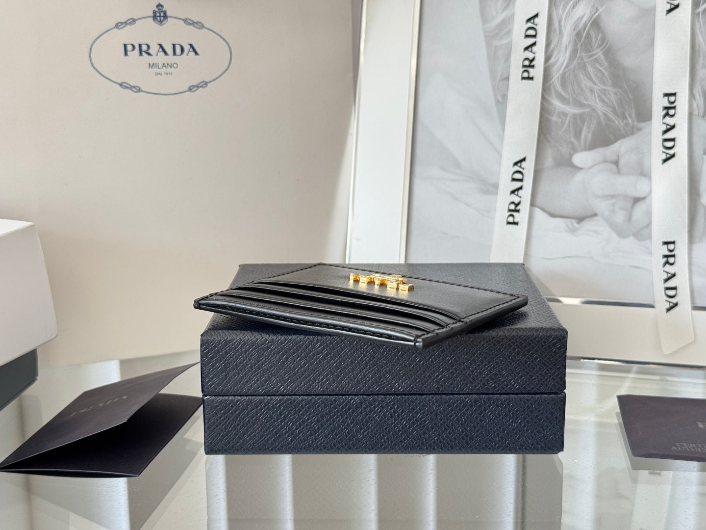 Prada Style Black Leather Card Holder - Image 8