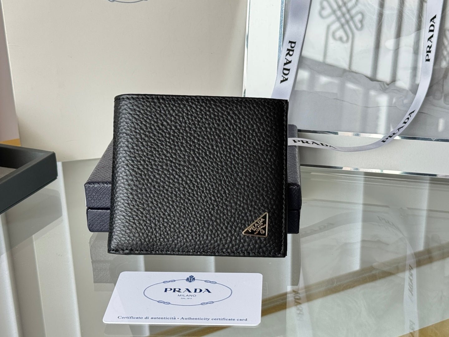 Alternative view of Prada Style Black Leather Bifold Wallet