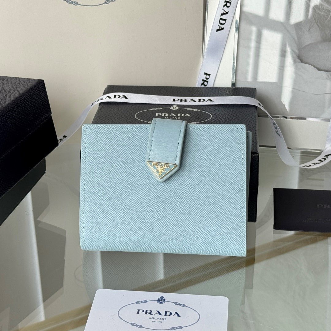 Prada Style Light Blue Leather Wallet