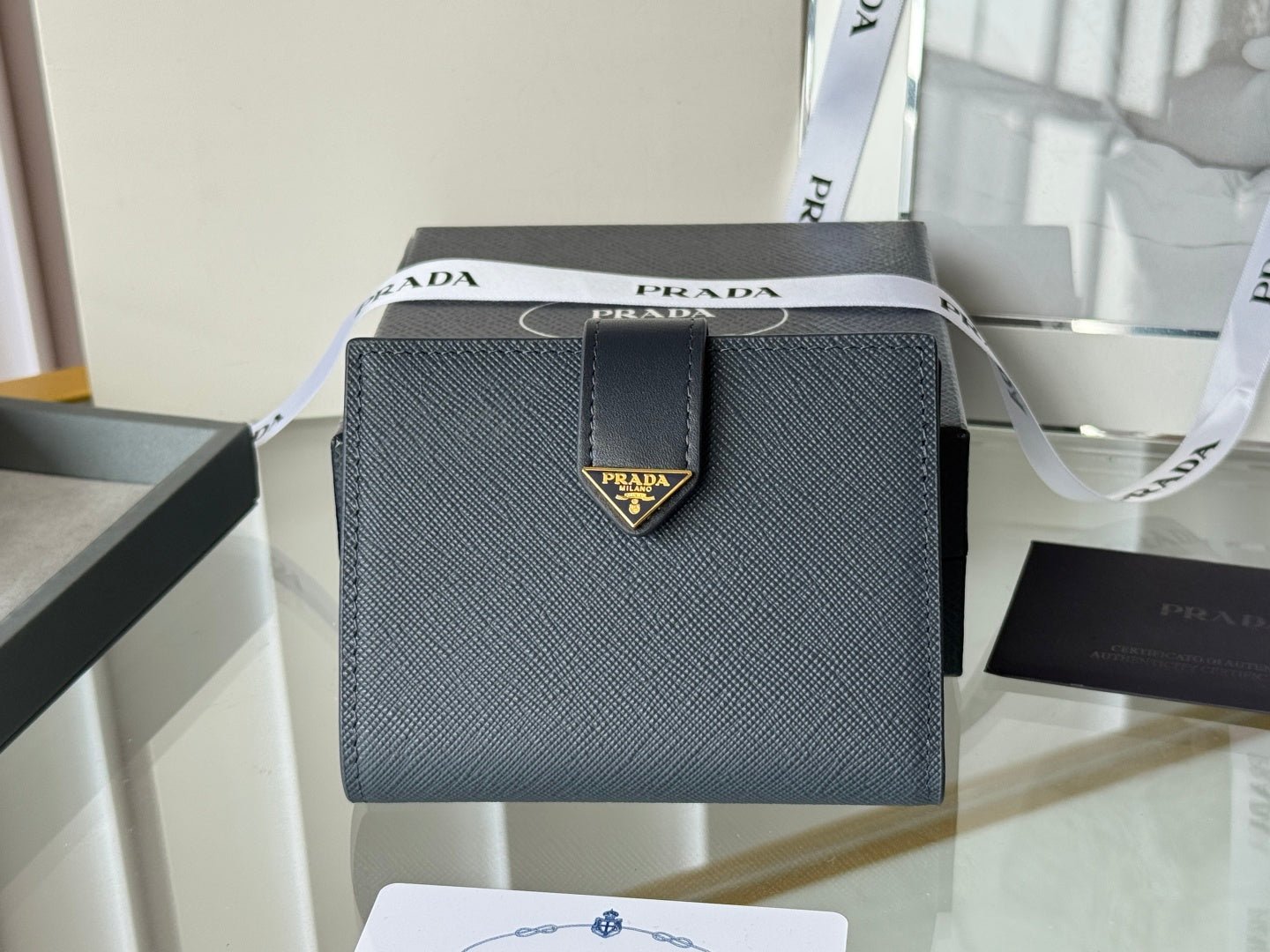 Alternative view of Prada Style Grey Leather Wallet