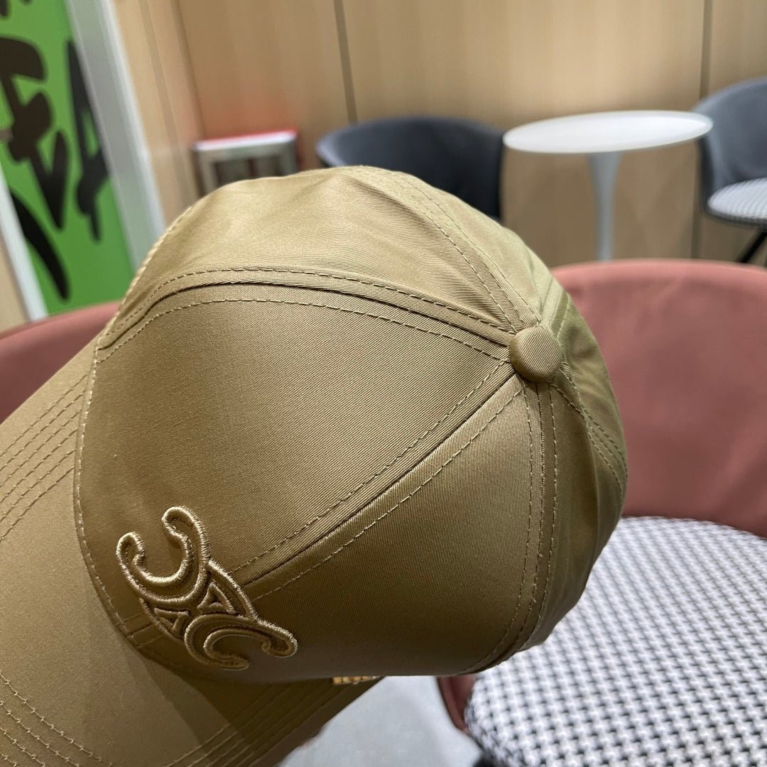Celine Triomphe Gold Woven Fabric Cap - Image 7