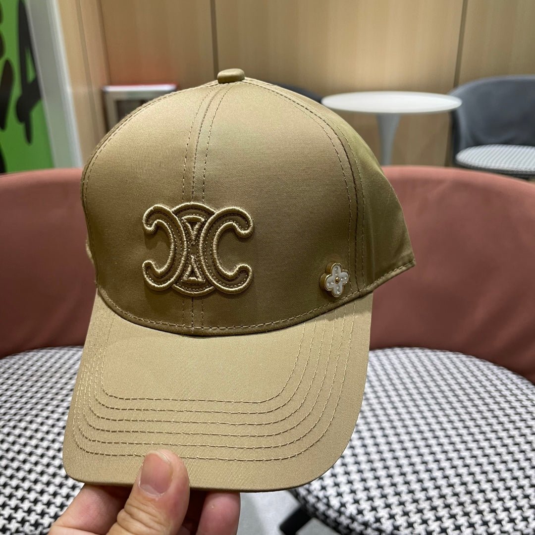 Alternative view of Celine Triomphe Gold Woven Fabric Cap