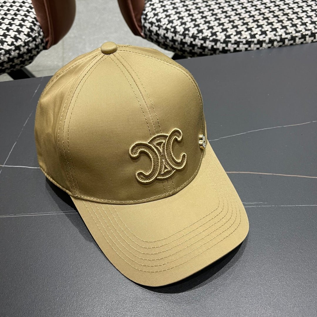 Celine Triomphe Gold Woven Fabric Cap - Image 4