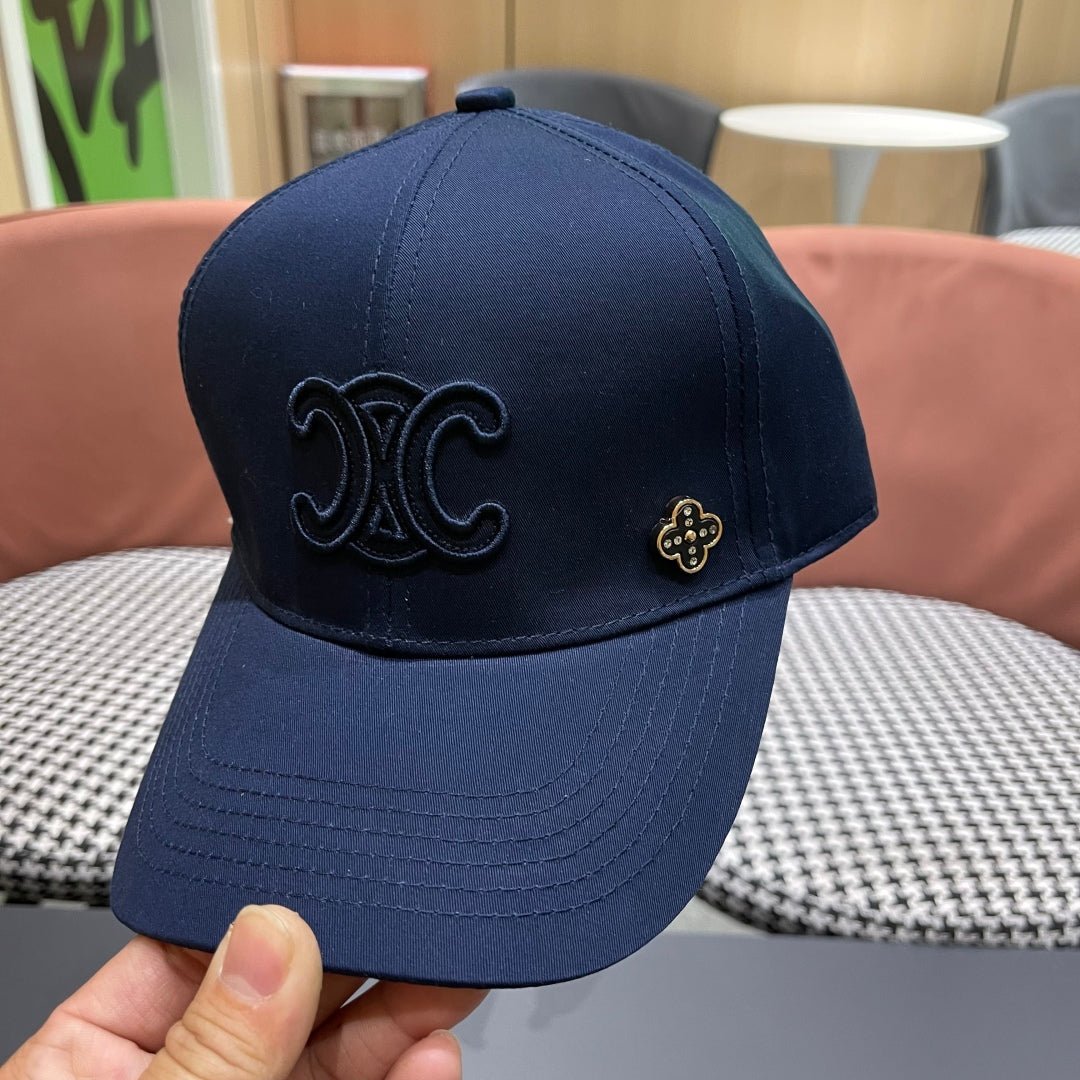 Celine Triomphe Navy Fabric Cap - Image 6