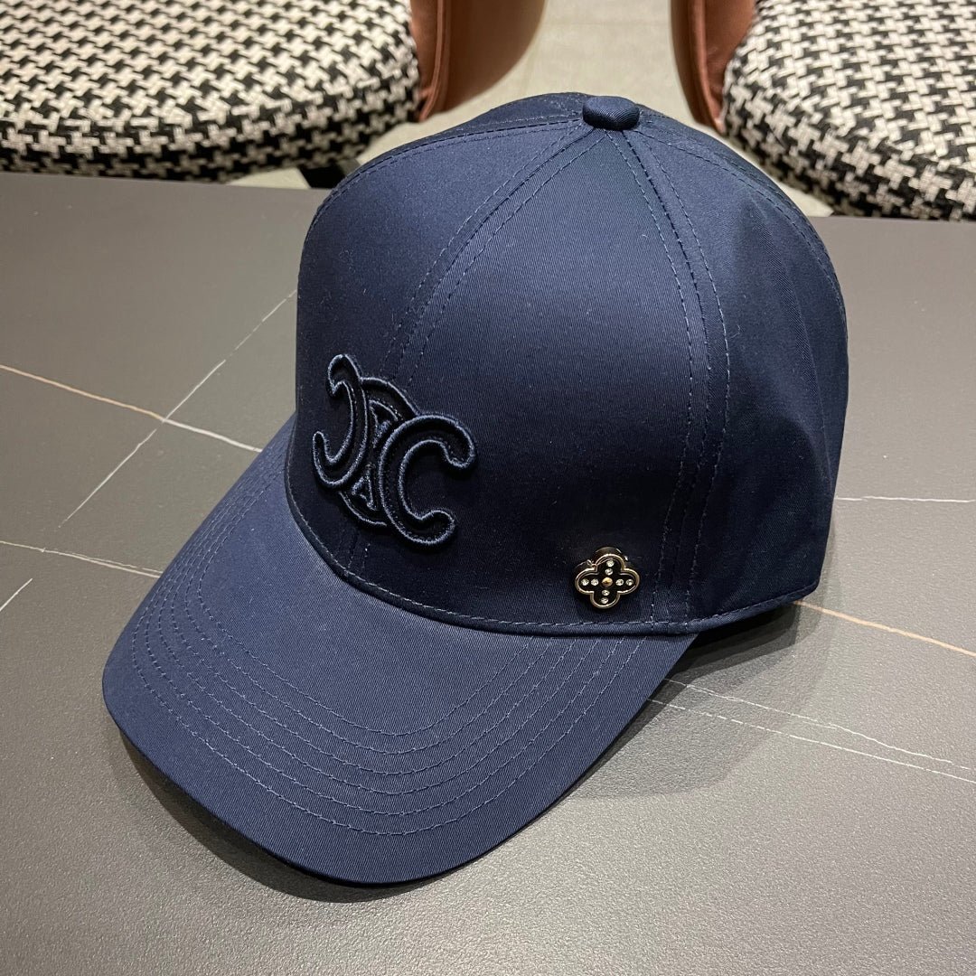 Celine Triomphe Navy Fabric Cap