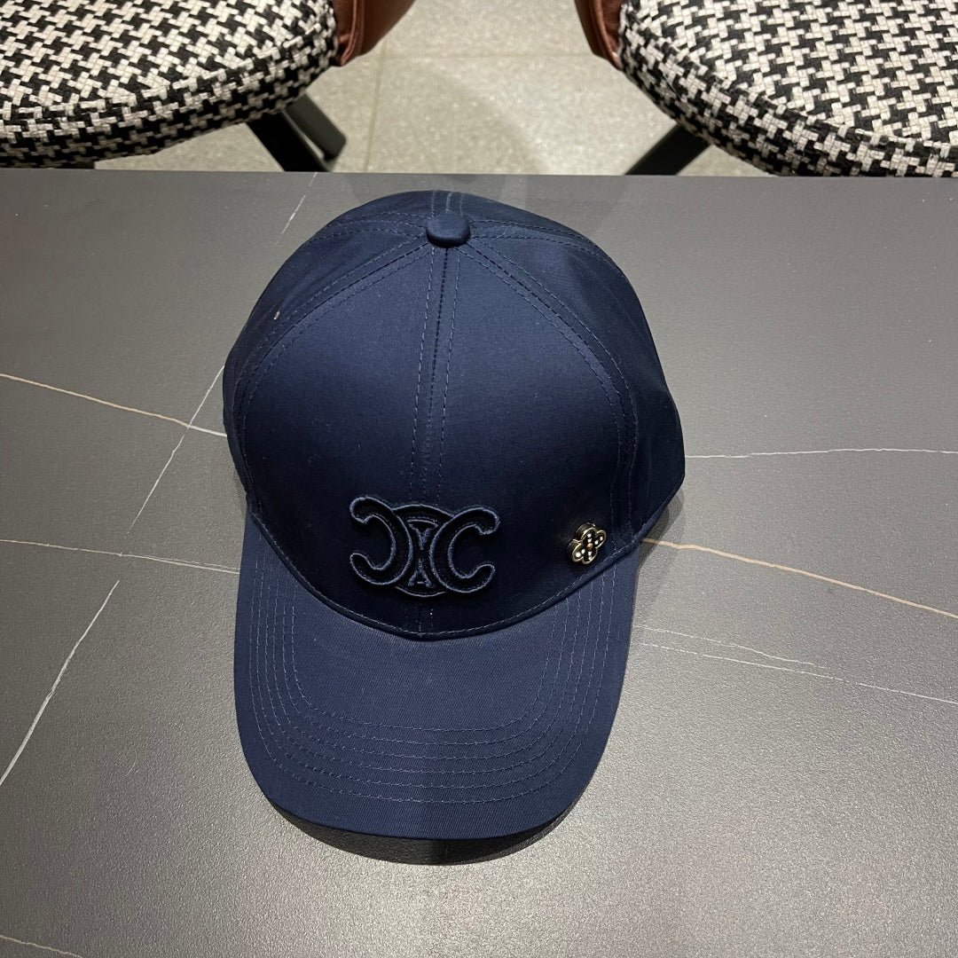 Celine Triomphe Navy Fabric Cap - Image 4