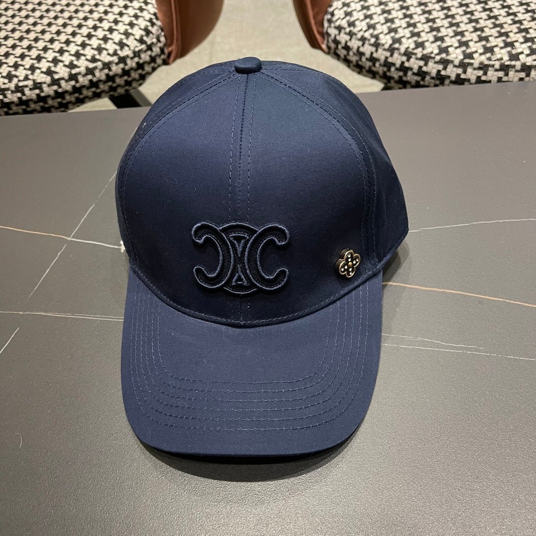 Celine Triomphe Navy Fabric Cap - Image 5