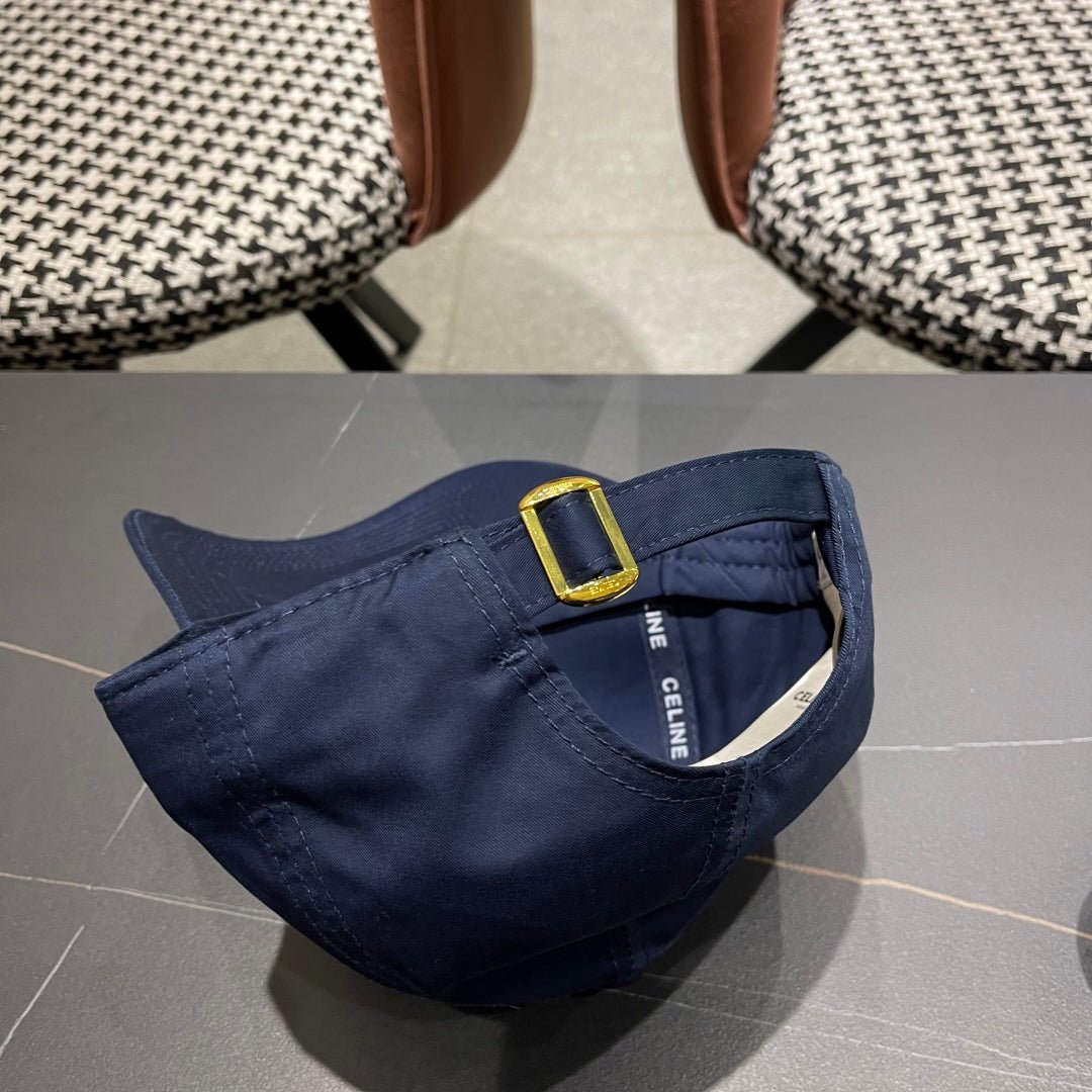 Celine Triomphe Navy Fabric Cap - Image 8