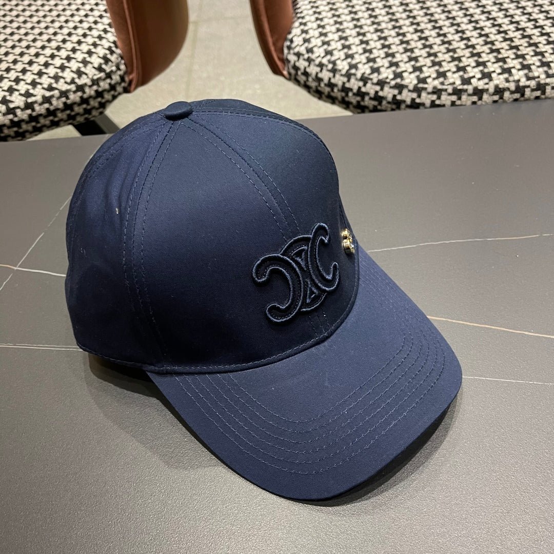 Celine Triomphe Navy Fabric Cap - Image 2