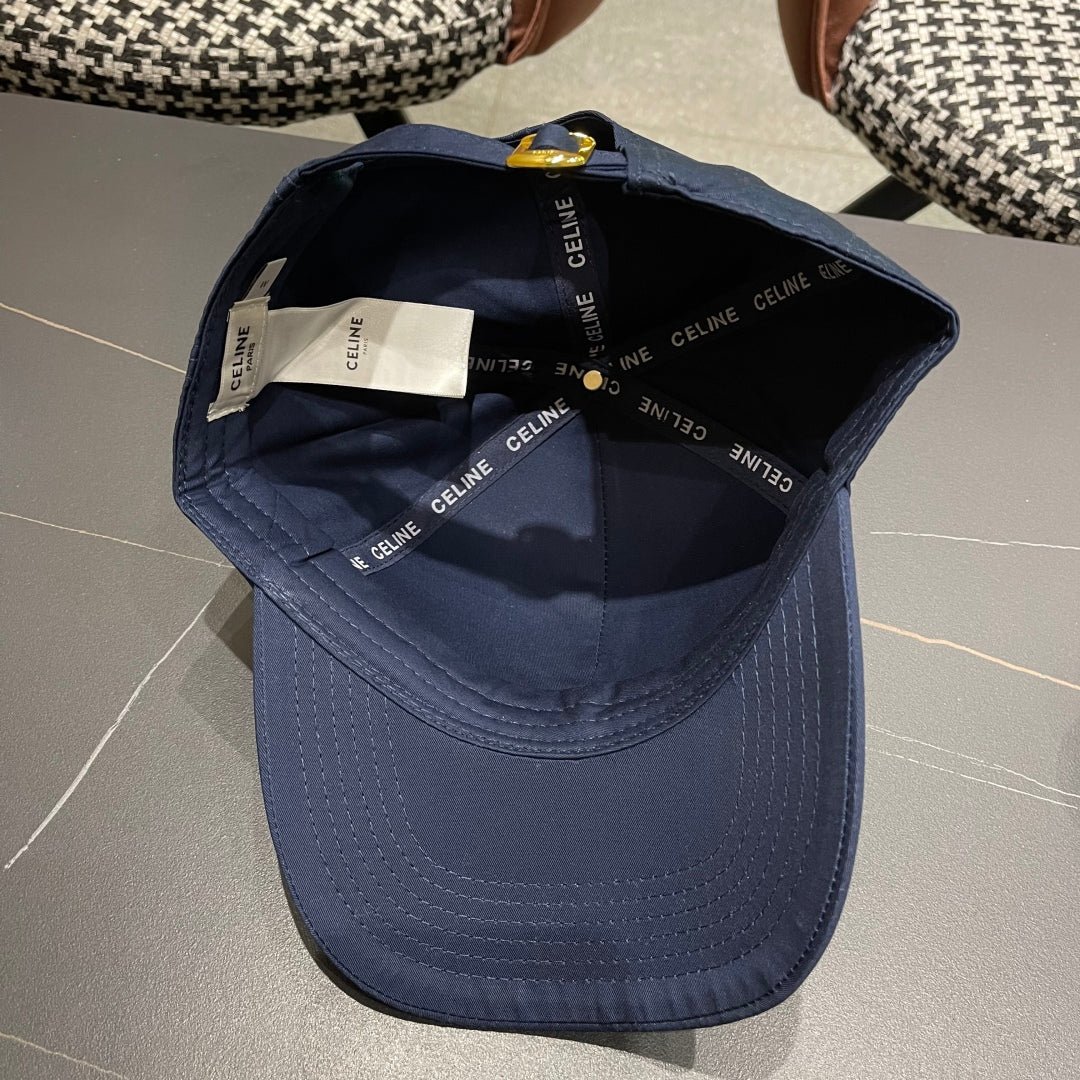 Celine Triomphe Navy Fabric Cap - Image 9