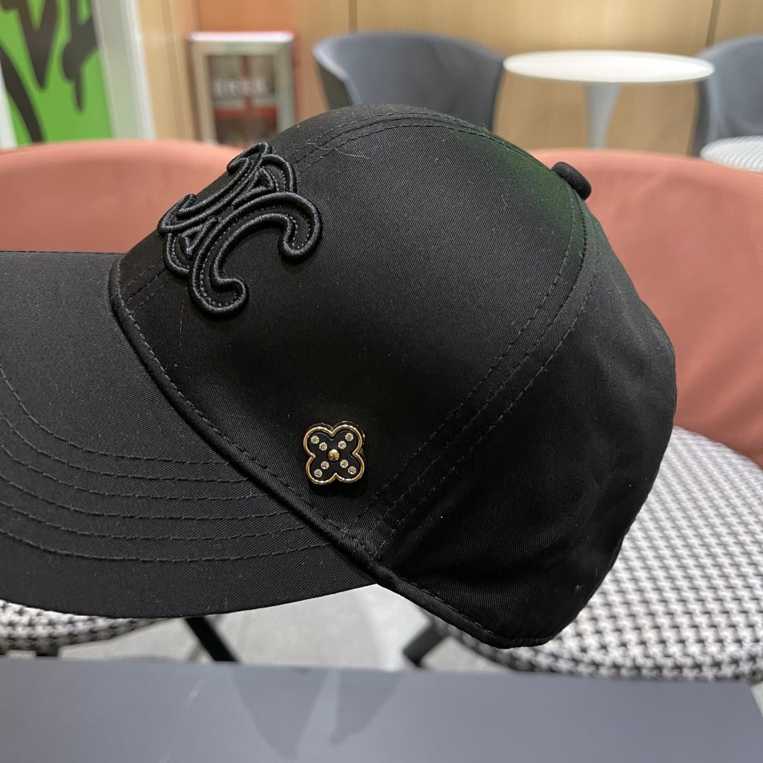 Celine Triomphe Black Woven Fabric Cap - Image 5