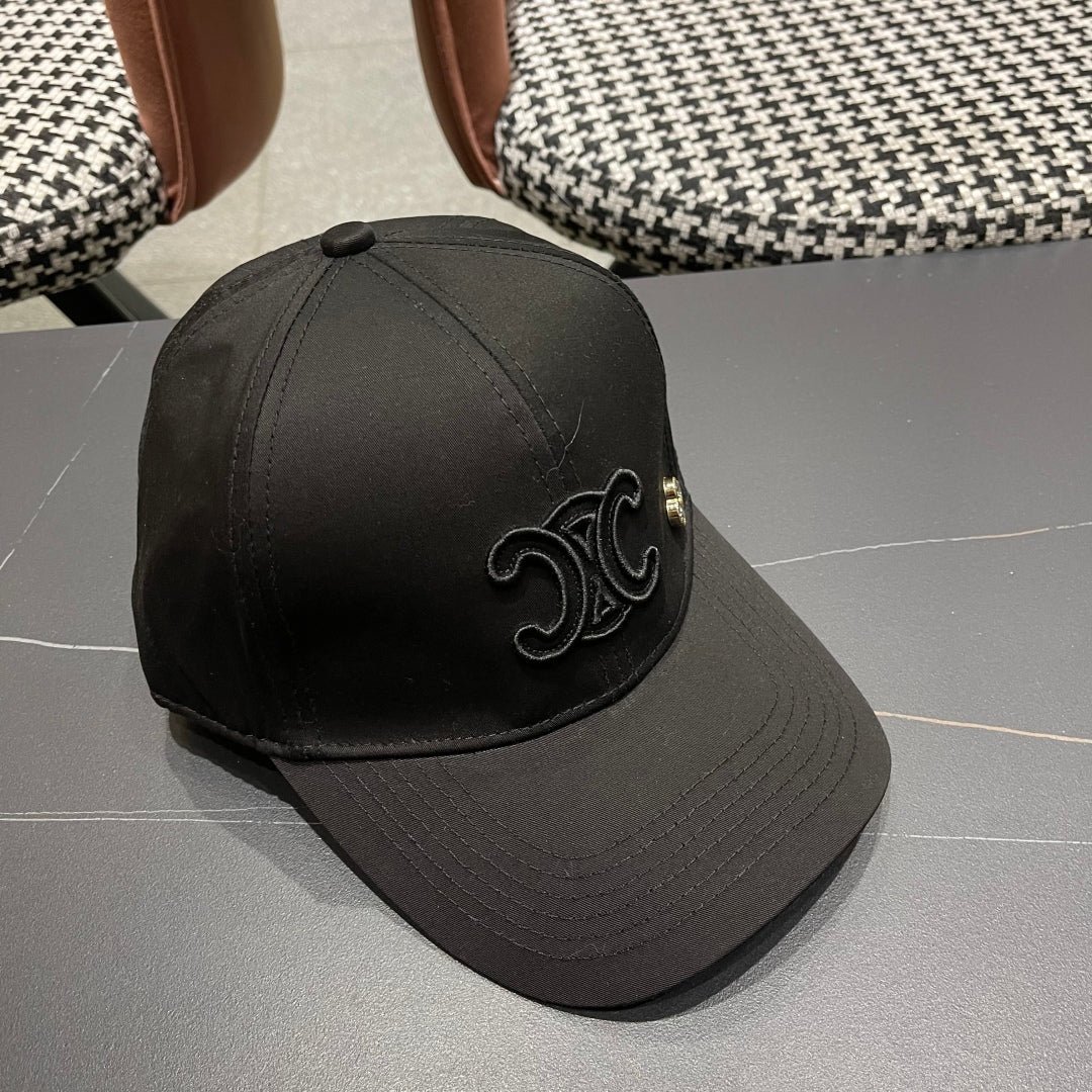 Celine Triomphe Black Woven Fabric Cap - Image 3
