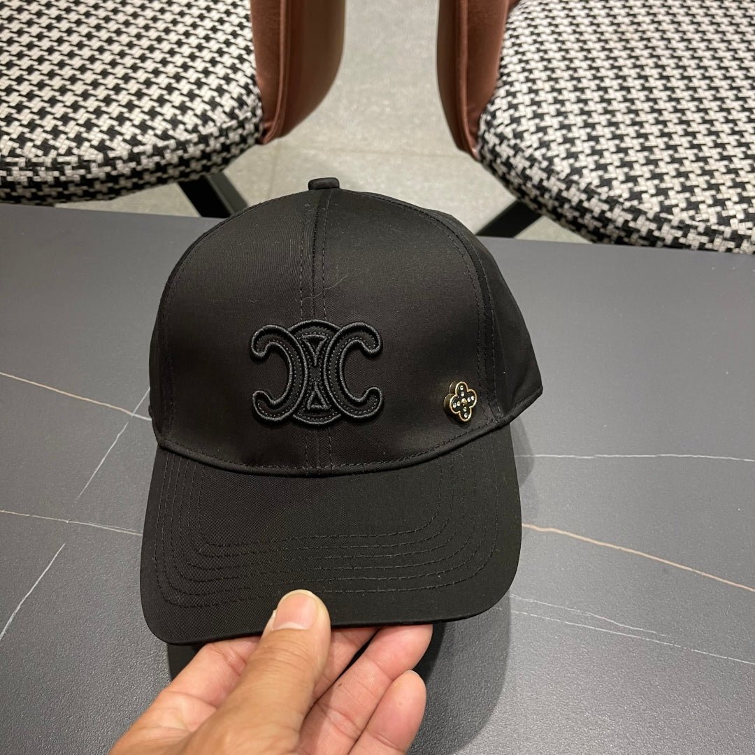 Celine Triomphe Black Woven Fabric Cap - Image 6