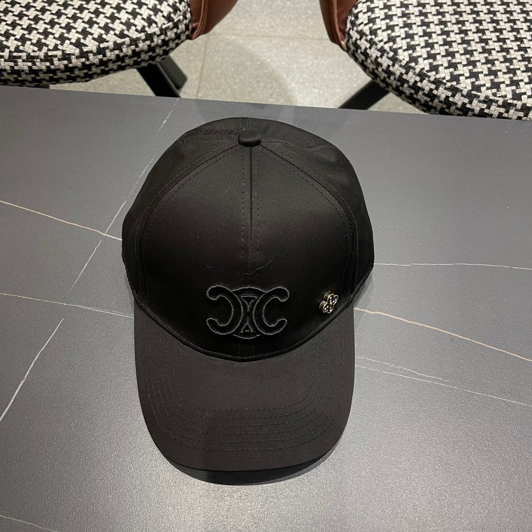 Celine Triomphe Black Woven Fabric Cap - Image 4