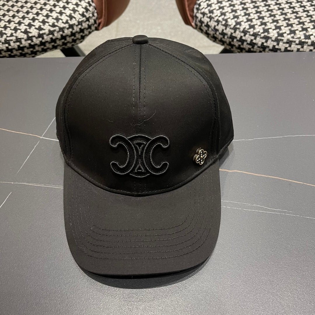 Celine Triomphe Black Woven Fabric Cap - Image 8