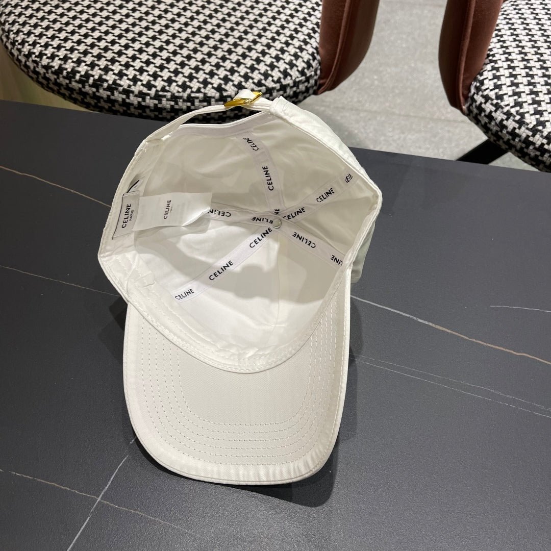 Celine Triomphe White Woven Fabric Cap - Image 6