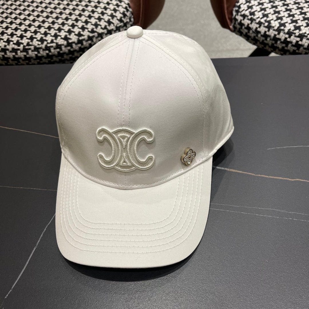 Alternative view of Celine Triomphe White Woven Fabric Cap