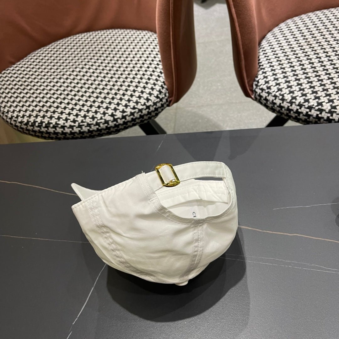 Celine Triomphe White Woven Fabric Cap - Image 8