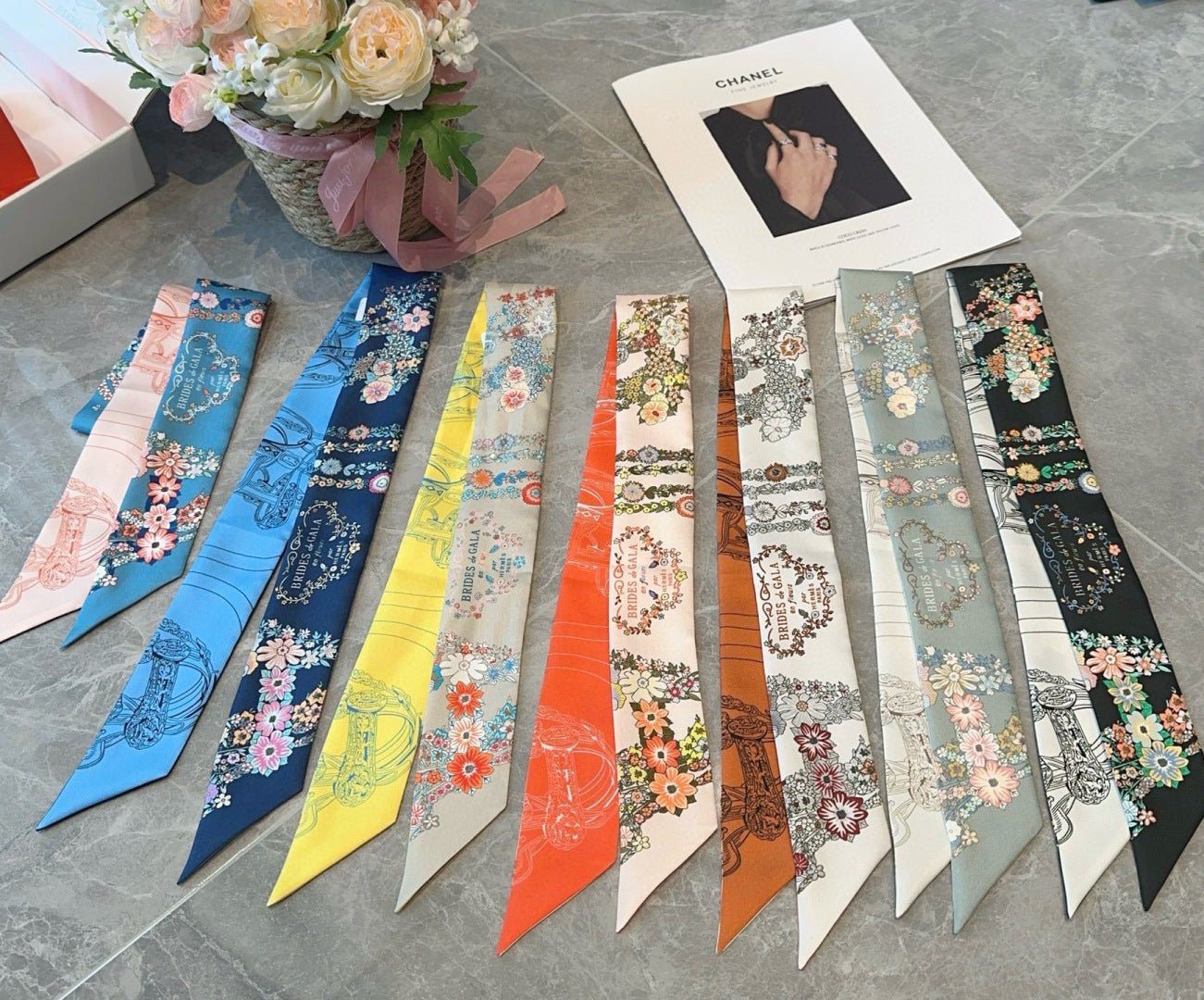 Hermès Floral Print Silk Twilly - Image 7