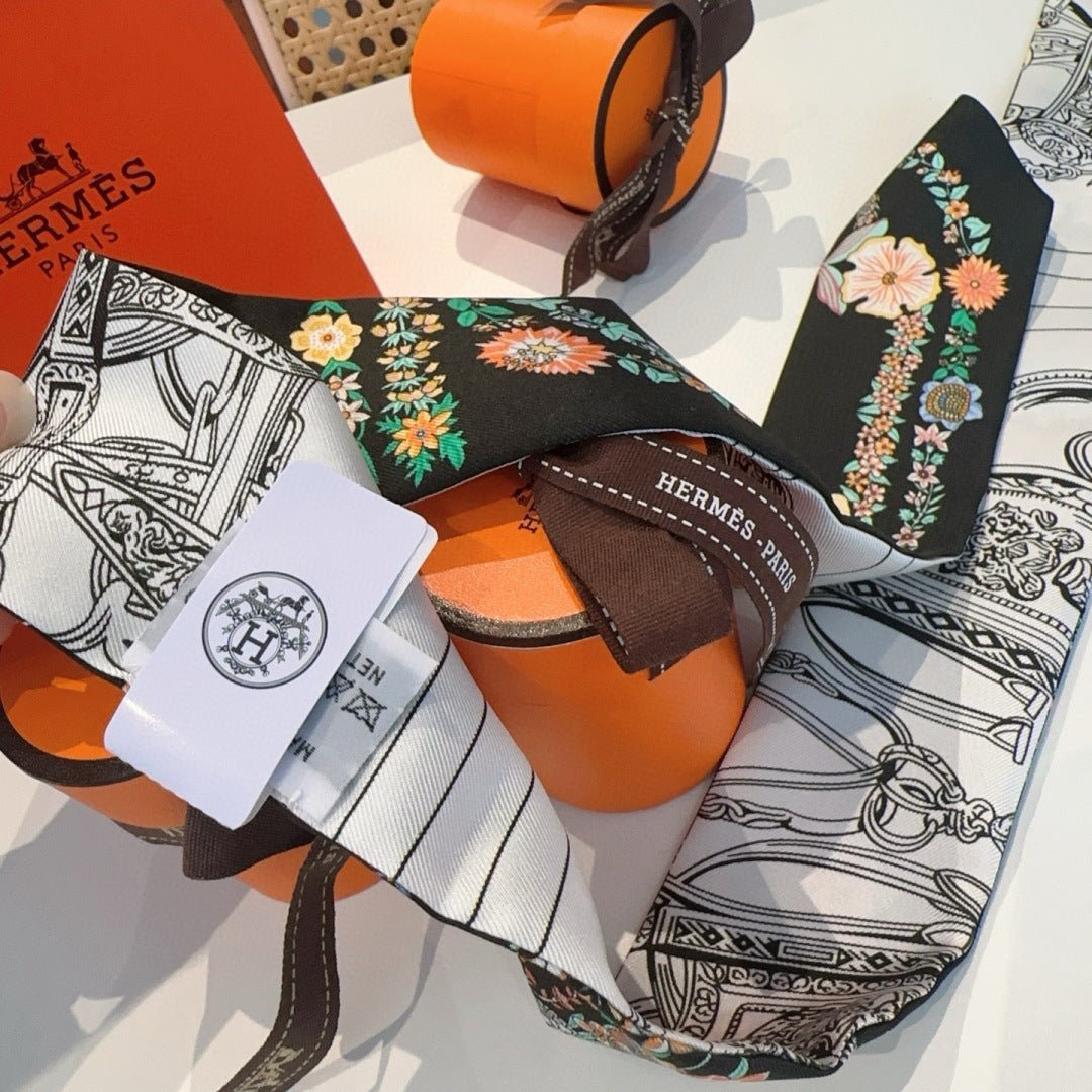 Hermès Floral Silk Twilly - Image 6