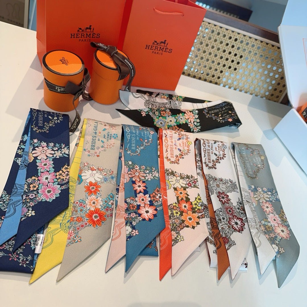 Hermès Floral Silk Twilly - Image 7