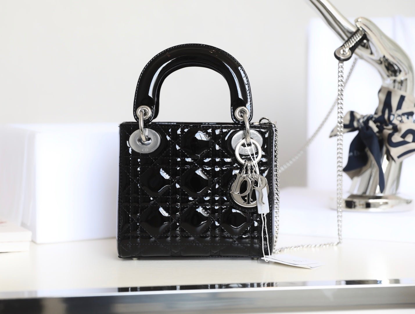Dior Lady Dior Mini Black Calfskin - Image 9