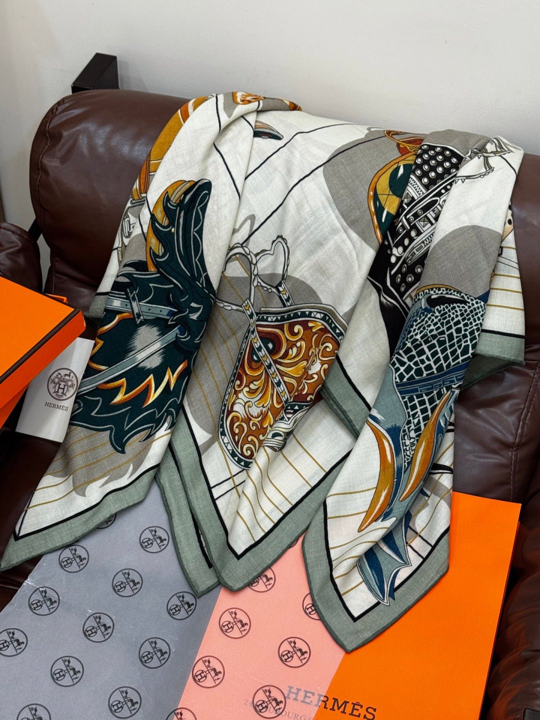 Hermès Silk Animal Shawl - Image 8