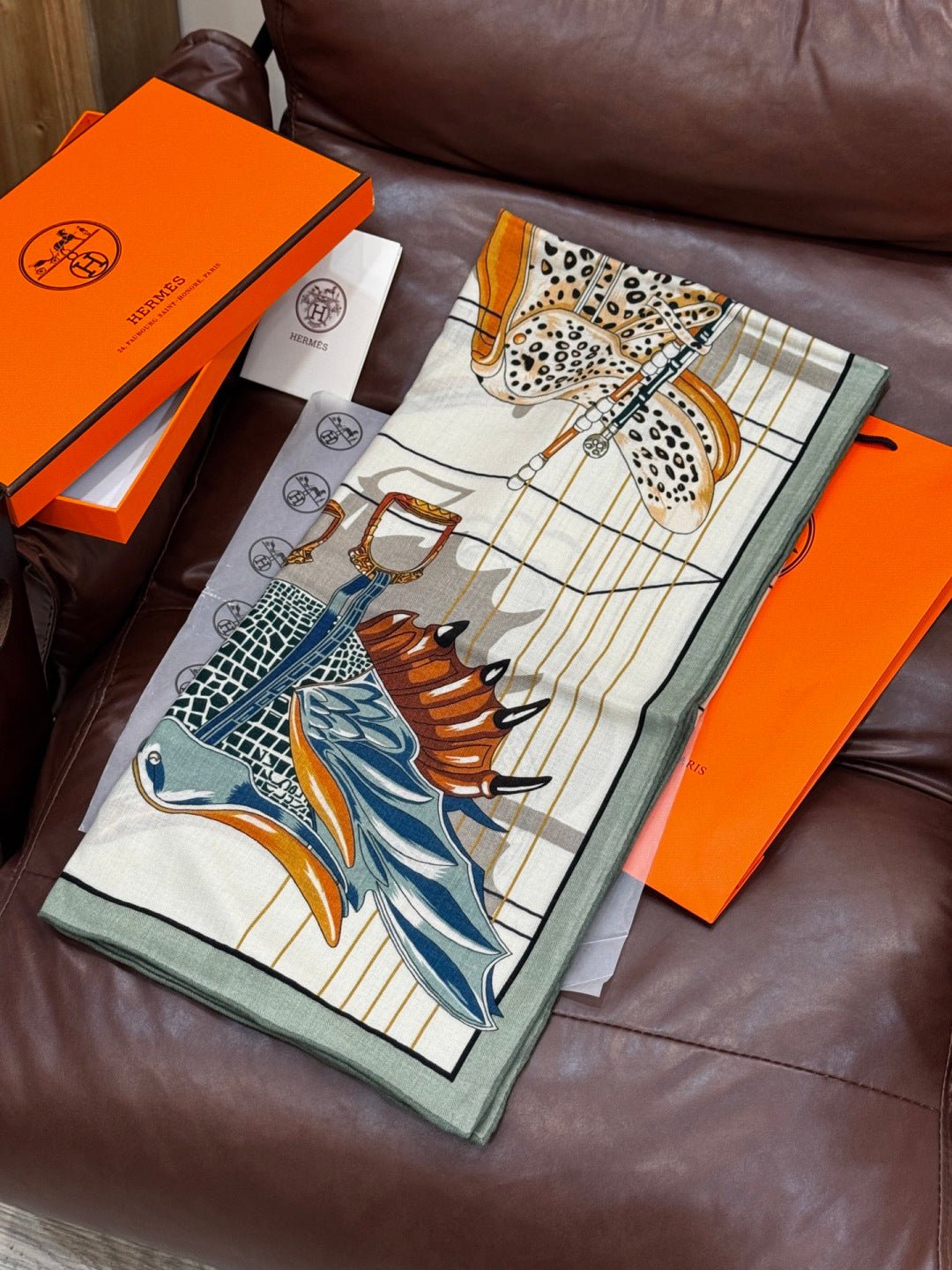 Hermès Silk Animal Shawl - Image 10