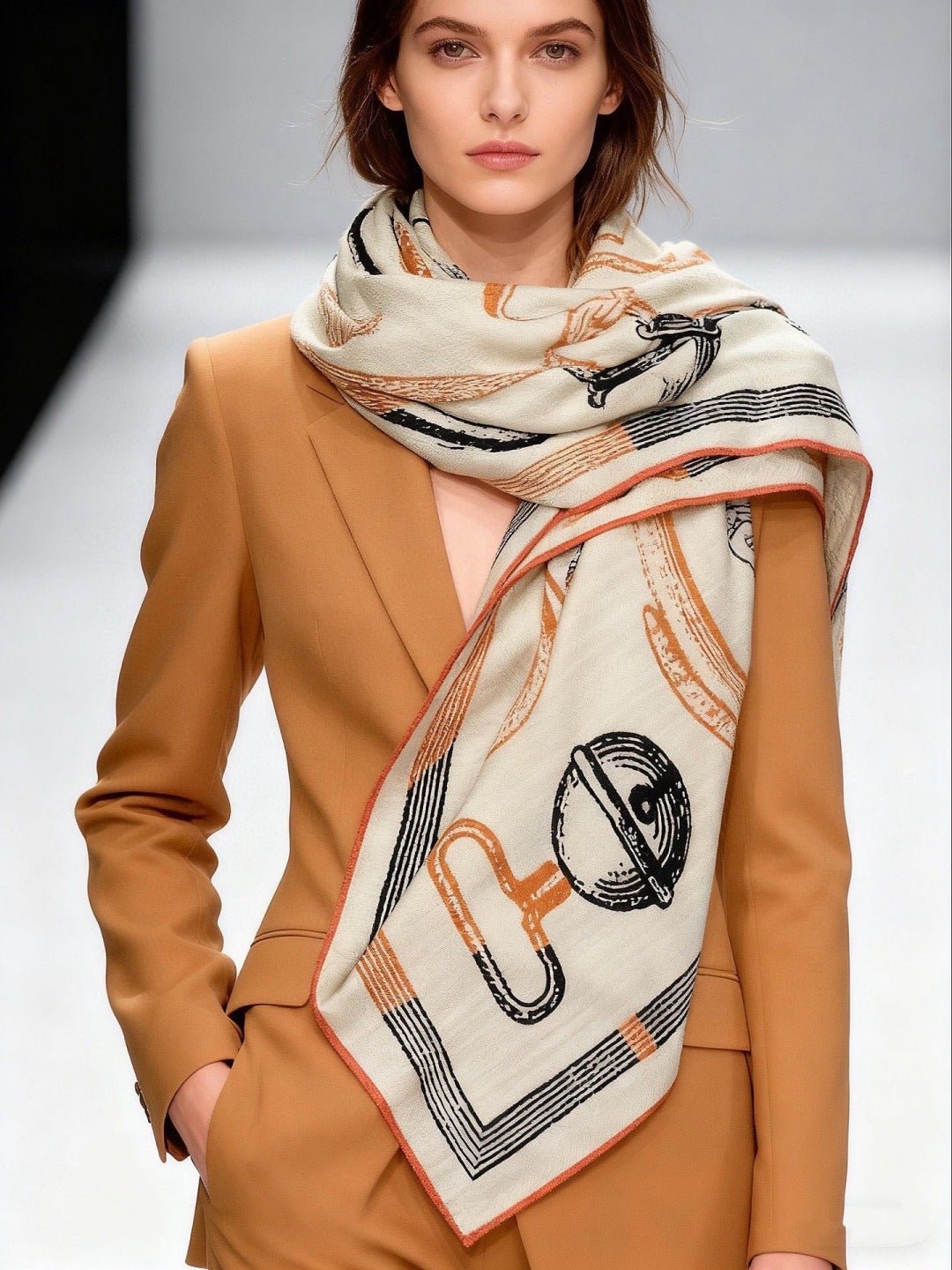 Hermès Buckle Print Cashmere Shawl - Image 5