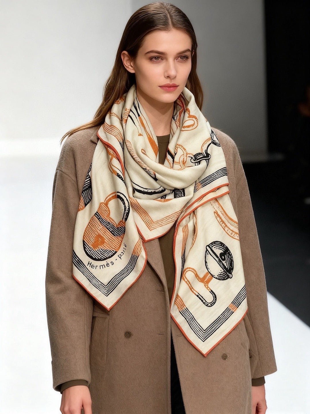 Hermès Buckle Print Cashmere Shawl - Image 4