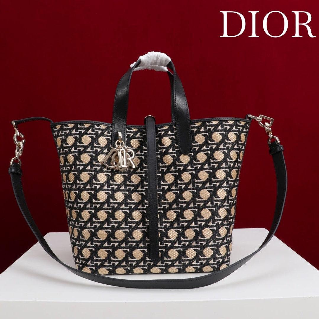 Dior Toujours Vertical Medium Bag 24 Black Beige Leather