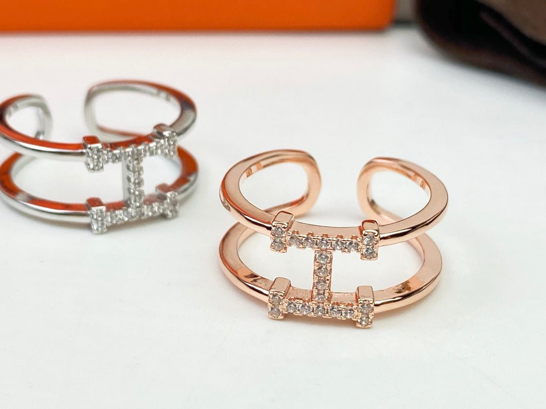 Alternative view of Hermès Rose Gold Open H Ornament Ring