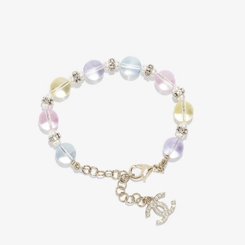 Chanel Pastel Crystal Bead CC Bracelet