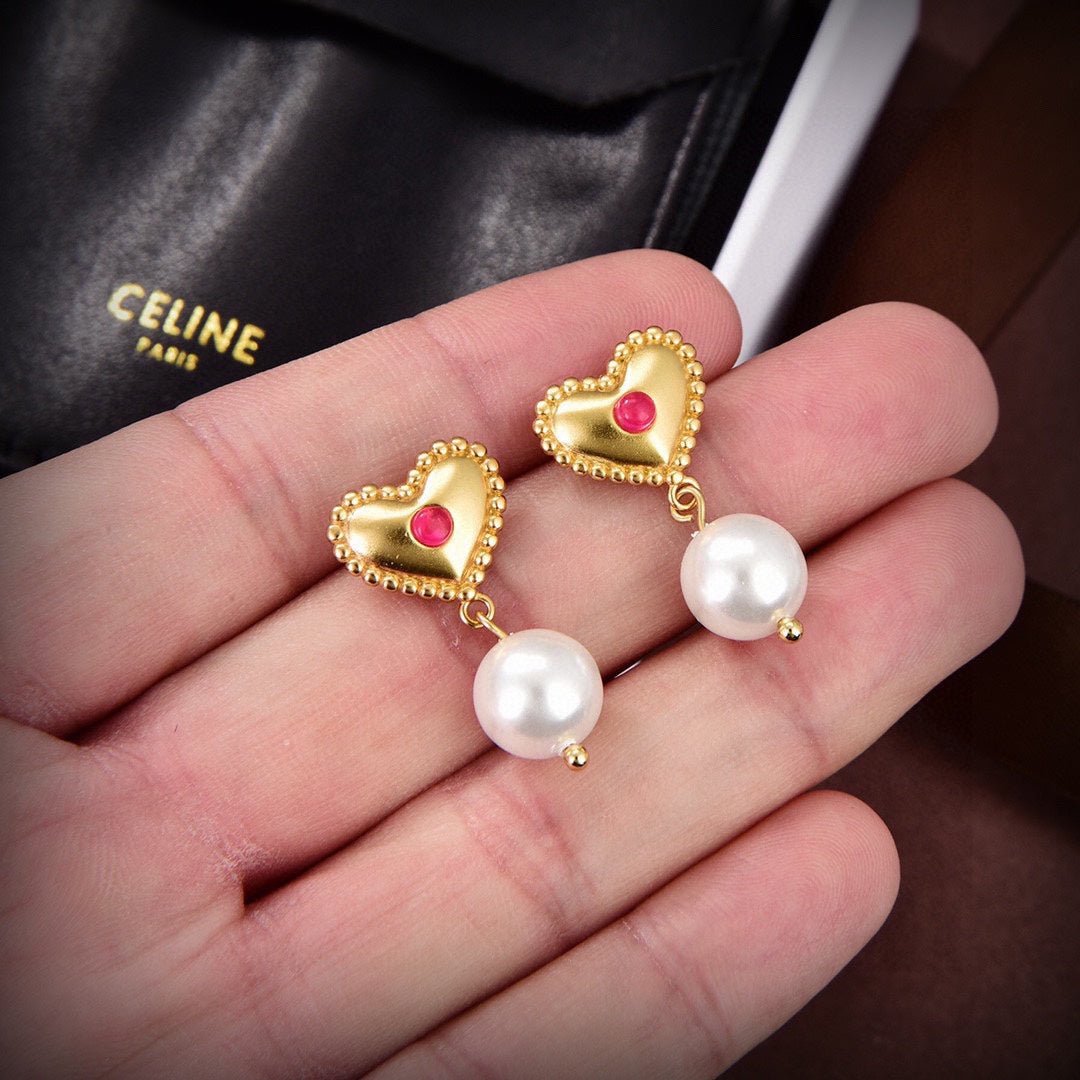 Alternative view of 18K Celine Heart Pearls Earrings