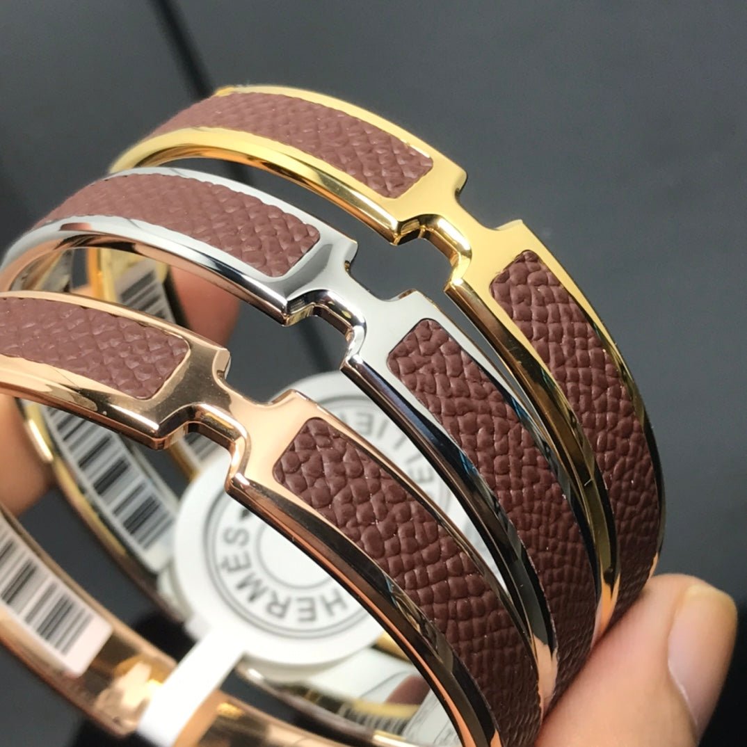 Alternative view of Hermès O'Kelly Gold Leather & Silver Bracelet