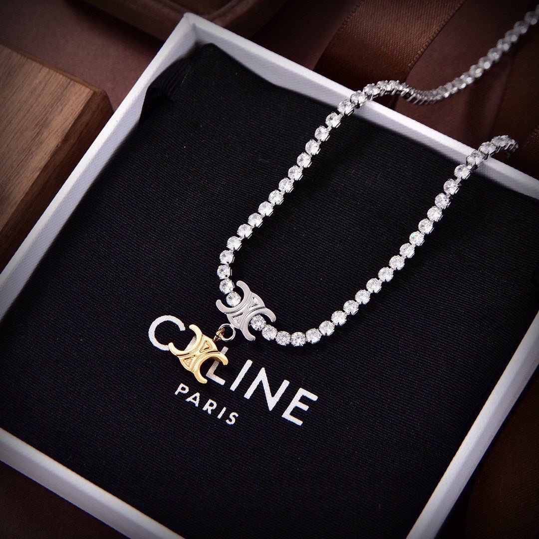 Alternative view of 18K Celine Crystals Link Necklace