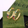 GUCCI Colorful Crystal GG Hoop Earrings