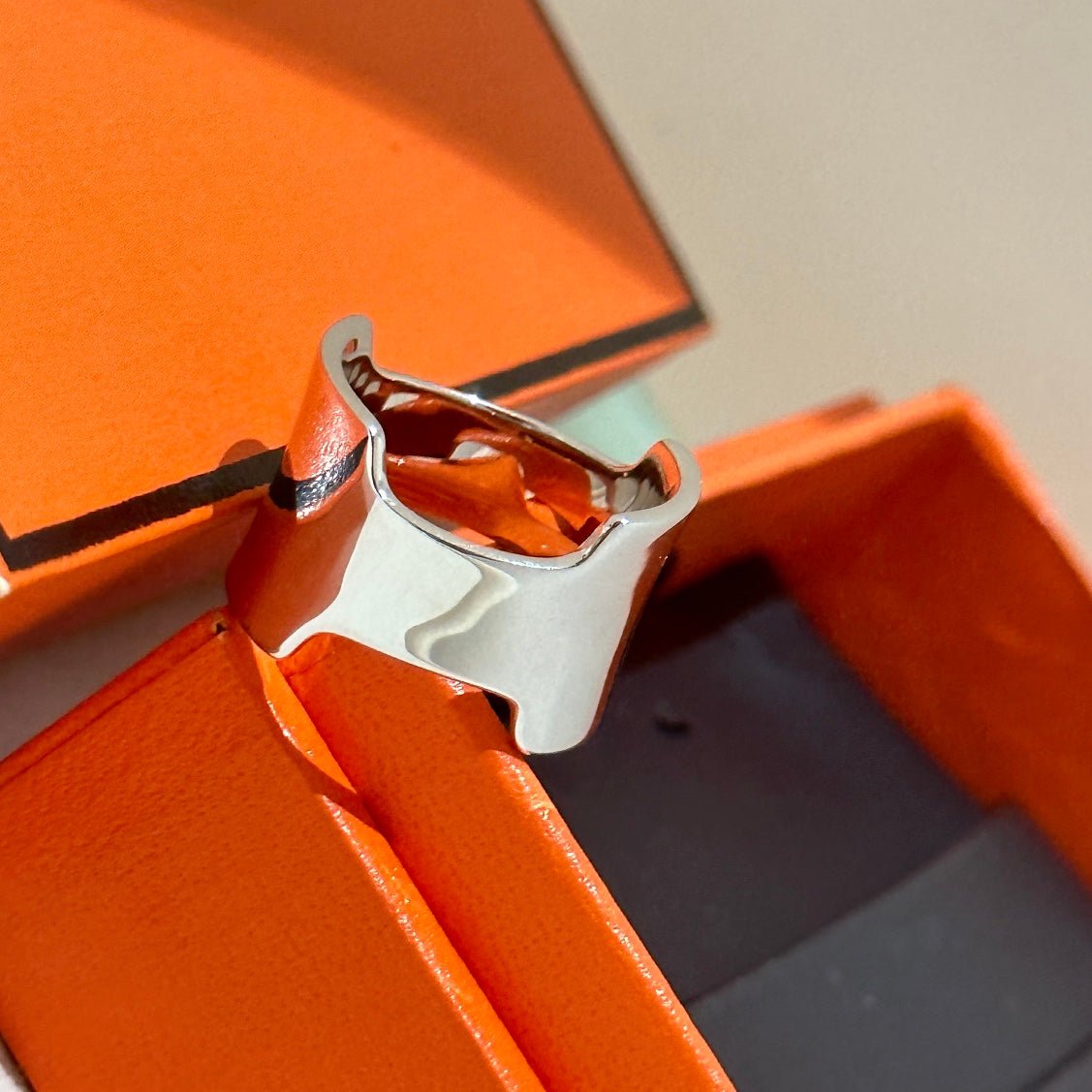 Alternative view of Hermès Silver Plated Openwork H Ring
